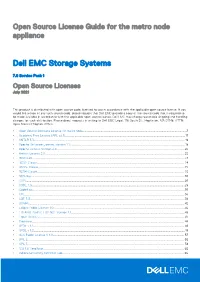 Dell EMC Storage Systems Open Source License Guide for the Metro