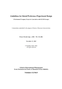 Guidelines for Stated Preference Experiment Design