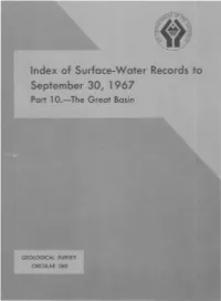 Index of Surface-Water Records to September 30, 1 967 Part 1 0.-The Great Basin