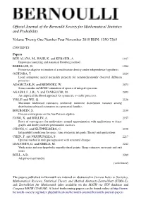 Official Journal of the Bernoulli Society for Mathematical Statistics And