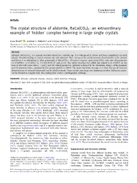 The Crystal Structure of Alstonite, Baca(CO3)2: an Extraordinary Example of ‘Hidden’ Complex Twinning in Large Single Crystals