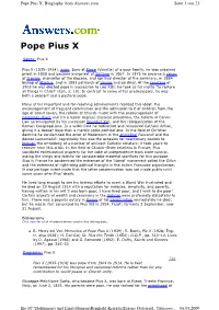 Answers.Com Pius X