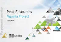 Peak Resources Ngualla Project