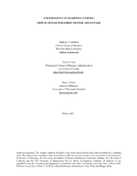 Uncertainty in Learning Curves: Implications for First Mover Advantage