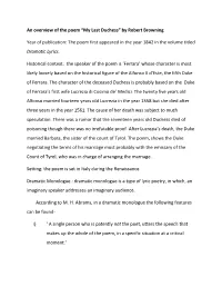 An Overview of the Poem “My Last Duchess” by Robert Browning Year