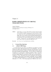 Chapter 11 RADIO OBSERVATIONS of CORONAL MASS