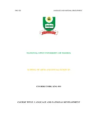 Eng 453 Course Title: Language and National