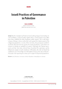 Israeli Practices of Governance in Palestine