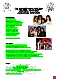The Queen Discography Completa (1973-1991) Aggiornata (1992-2020)
