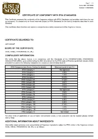 Certificate of Conformity with Ifra Standards