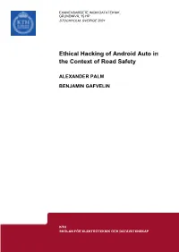 Ethical Hacking of Android Auto in the Context of Road Safety