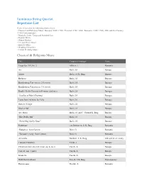 Luminous String Quartet Repertoire List Classical & Religious Music