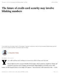 The Future of Credit-Card Security May Involve Blinking Numbers - LA Times 12/5/16, 10:41 AM