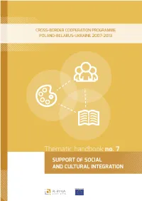 Thematic Handbook No. 7 SUPPORT of SOCIAL and CULTURAL INTEGRATION