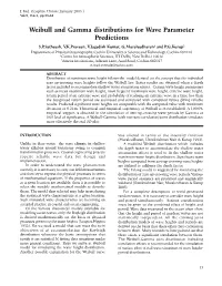 Weibull and Gamma Distributions for Wave Parameter Predictions