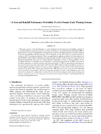 A Seasonal Rainfall Performance Probability Tool for Famine Early Warning Systems