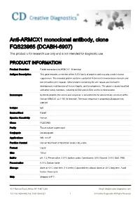 Anti-ARMCX1 Monoclonal Antibody, Clone FQS23965 (DCABH-6907) This Product Is for Research Use Only and Is Not Intended for Diagnostic Use