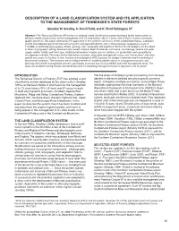 Description of a Land Classification System and Its Application to the Management of Tennessee’S State Forests
