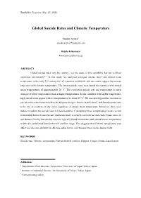 Global Suicide Rates and Climatic Temperature