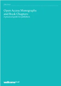 Open Access Monographs and Book Chapters: a Practical Guide for Publishers Open Access