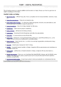 Ruby Useful Resources