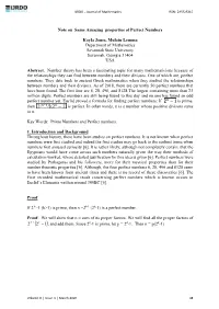 A Note on Perfect Numbers