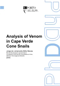 Analysis of Venom in Cape Verde Cone Snails