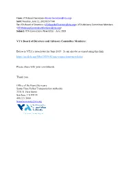 Below Is VTA's Newsletter for June 2019. It Can Also Be Accessed Using