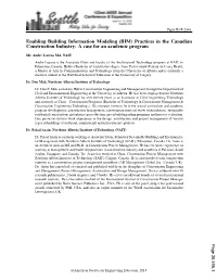 Enabling Building Information Modeling (BIM) Practices in the Canadian Construction Industry: a Case for an Academic Program