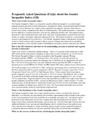 Faqs) About the Gender Inequality Index (GII