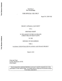 FOR OFFICIAL USE ONLY Public Disclosure Authorized Report No