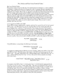 Price Indices and Real Versus Nominal Values