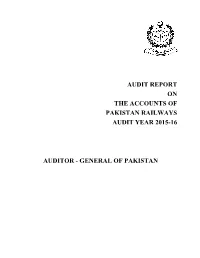Audit Report on the Accounts of Pakistan Railways Audit Year 2015-16