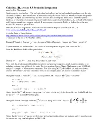 Calculus 141, Section 8.5 Symbolic Integration Notes by Tim Pilachowski