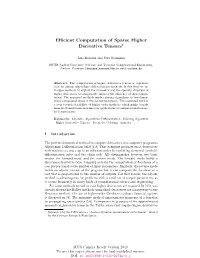 Efficient Computation of Sparse Higher Derivative Tensors⋆