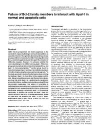 Failure of Bcl-2 Family Members to Interact with Apaf-1 in Normal and Apoptotic Cells