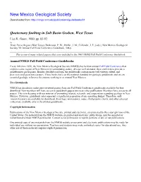 Quaternary Faulting in Salt Basin Graben, West Texas Lisa K