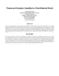 Theme and Variation: Usability in a Post-Waterfall World