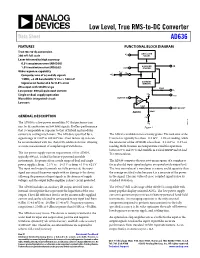 AD636 Low Level, True RMS-To-DC Converter