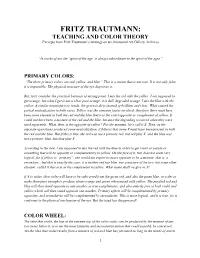 FRITZ TRAUTMANN: TEACHING and COLOR THEORY Excerpts from Fritz Trautmann’S Writings on Art, Memorial Art Gallery Archives