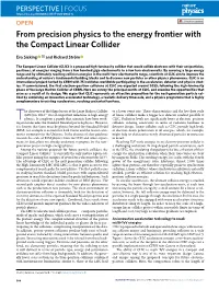 From Precision Physics to the Energy Frontier with the Compact Linear Collider