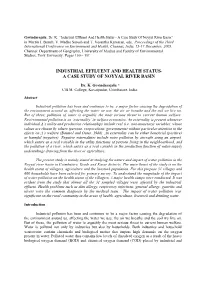 Industrial Effluent and Health Status - a Case Study of Noyyal River Basin” in Martin J