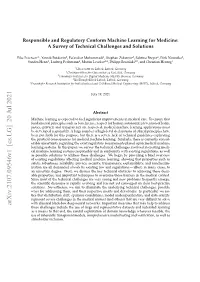 Responsible and Regulatory Conform Machine Learning for Medicine: a Survey of Technical Challenges and Solutions