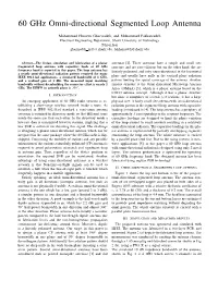 60 Ghz Omni-Directional Segmented Loop Antenna