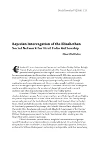 Bayesian Interrogation of the Elizabethan Social Network for First Folio Authorship