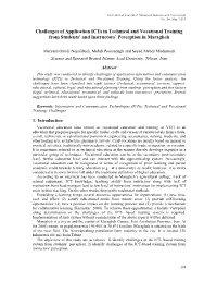 Challenges of Application Icts in Technical and Vocational Training from Students’ and Instructors’ Perception in Maragheh