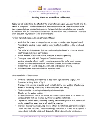 Healing Power of Sound – Part II Handout