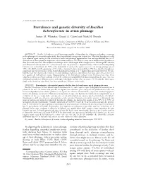 Prevalence and Genetic Diversity of Bacillus Licheniformis in Avian Plumage
