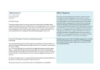 Representation Officer Response