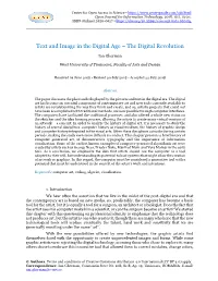 Text and Image in the Digital Age – the Digital Revolution